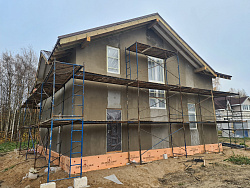 СТРОИТЕЛЬСТВО ДОМА ИЗ ГАЗОБЕТОНА . Декоративная штукатурка фасада. - СтройЛюкс