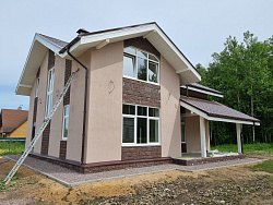 СТРОИТЕЛЬСТВО ДОМА ИЗ ГАЗОБЕТОНА . Декоративная штукатурка фасада. - СтройЛюкс