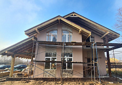 СТРОИТЕЛЬСТВО ДОМА ИЗ ГАЗОБЕТОНА . Декоративная штукатурка фасада. - СтройЛюкс