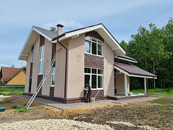 СТРОИТЕЛЬСТВО ДОМА ИЗ ГАЗОБЕТОНА . Декоративная штукатурка фасада. - СтройЛюкс