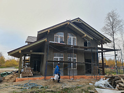 СТРОИТЕЛЬСТВО ДОМА ИЗ ГАЗОБЕТОНА . Декоративная штукатурка фасада. - СтройЛюкс