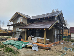 СТРОИТЕЛЬСТВО ДОМА ИЗ ГАЗОБЕТОНА . Декоративная штукатурка фасада. - СтройЛюкс