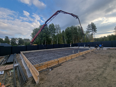 Строительство фундаментной плиты под гараж в снт Овраги